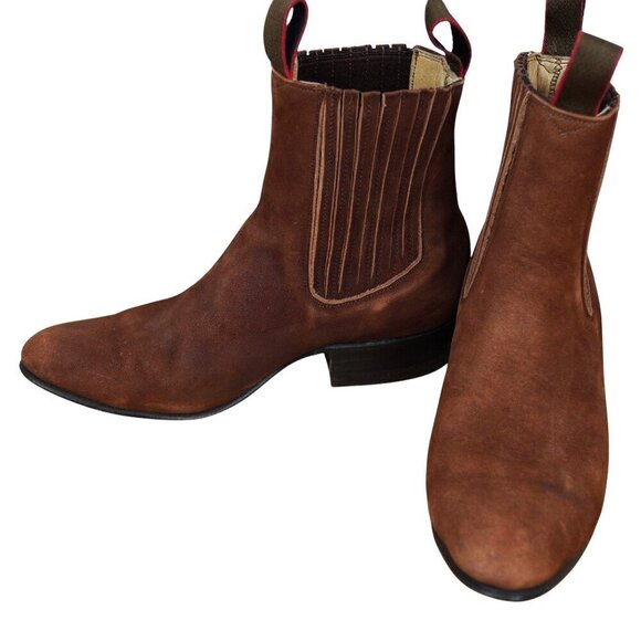 Winchester Brown Suede Leather Chelsea Cowboy Boots For Kids Sz 2 - Picture 2 of 6